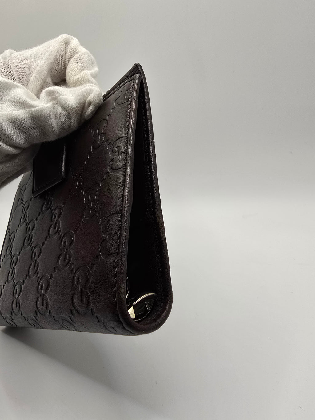 Gucci Chocolate Brown Leather GG Guccissima agenda notebook