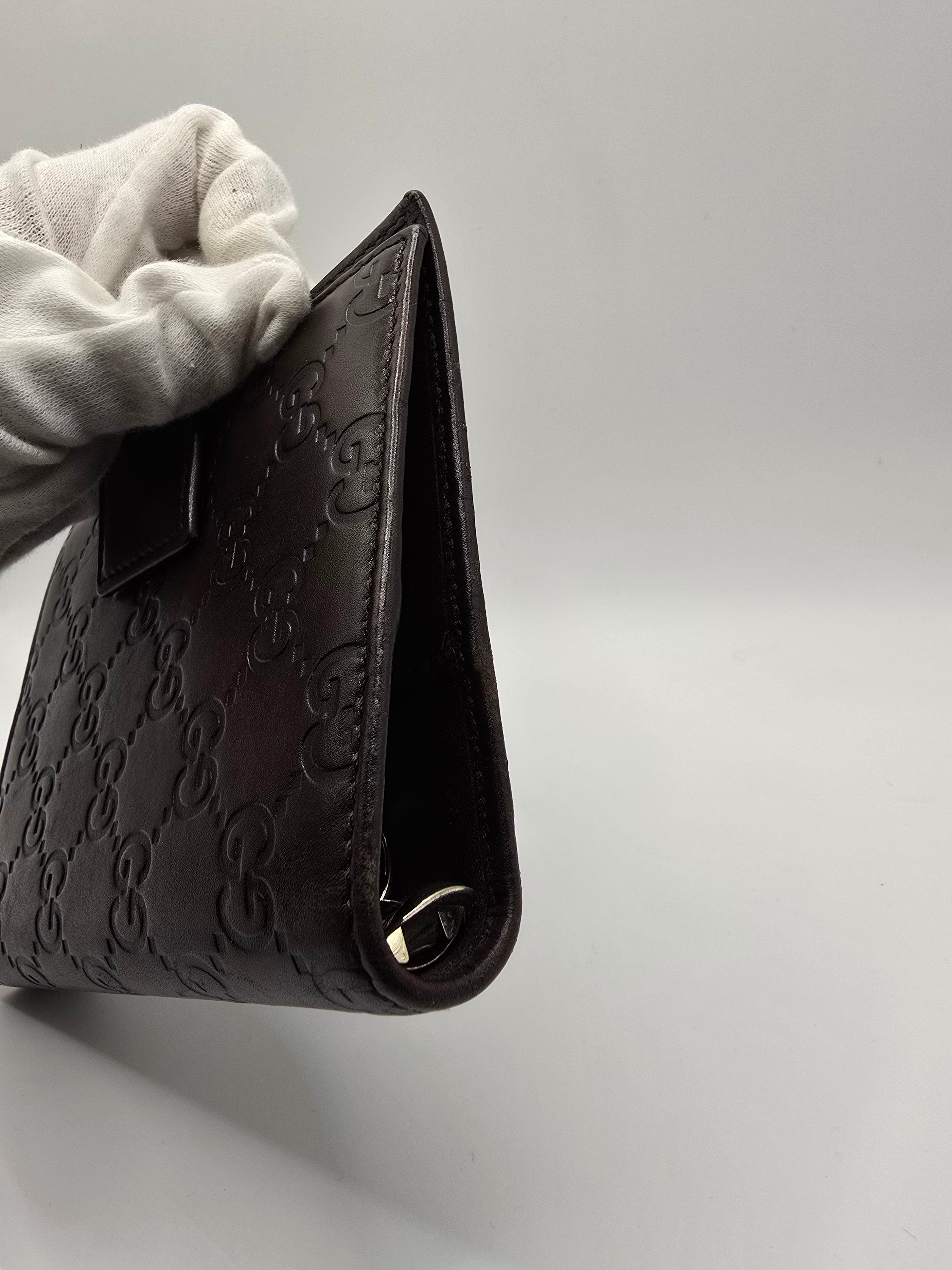 Gucci Chocolate Brown Leather GG Guccissima agenda notebook