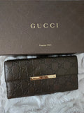 Gucci Chocolate Brown Leather Long Wallet