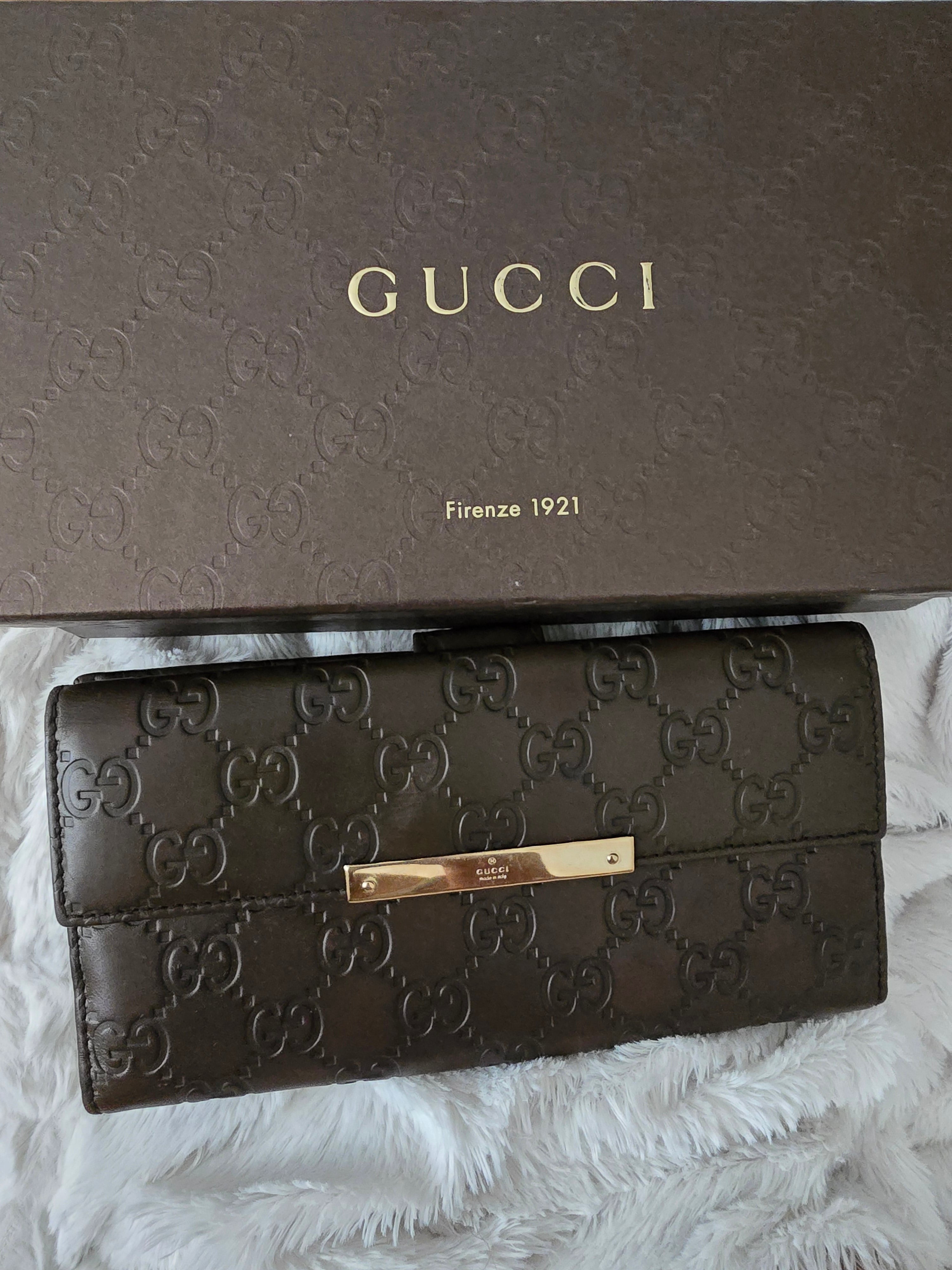 Gucci Chocolate Brown Leather Long Wallet