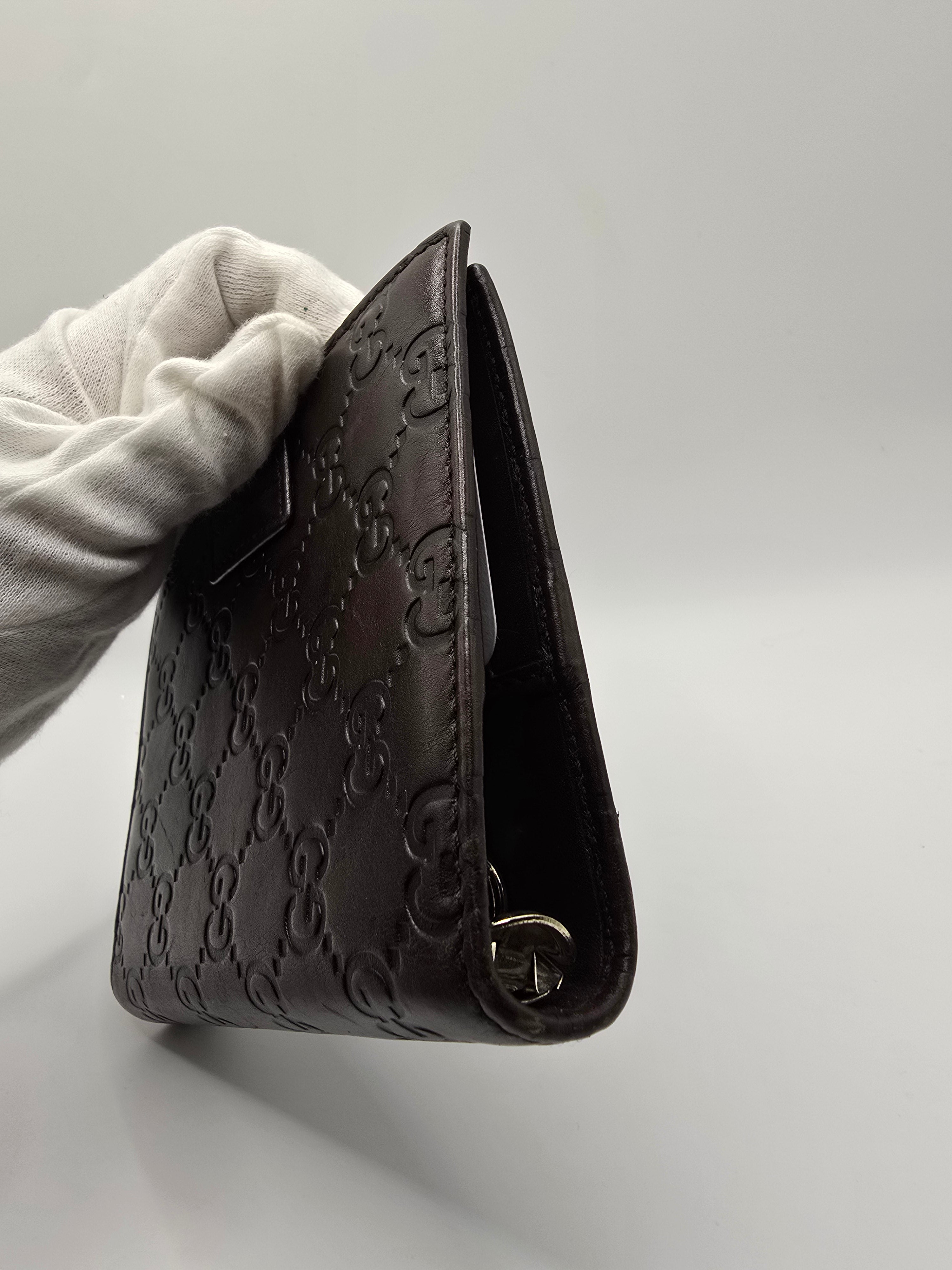 Gucci Chocolate Brown Leather GG Guccissima agenda notebook