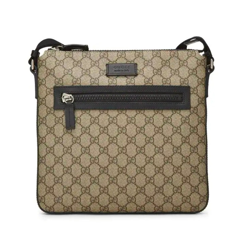 Gucci supreme gg thin messenger crossbody with black trim