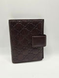 Gucci Chocolate Brown Leather GG Guccissima agenda notebook
