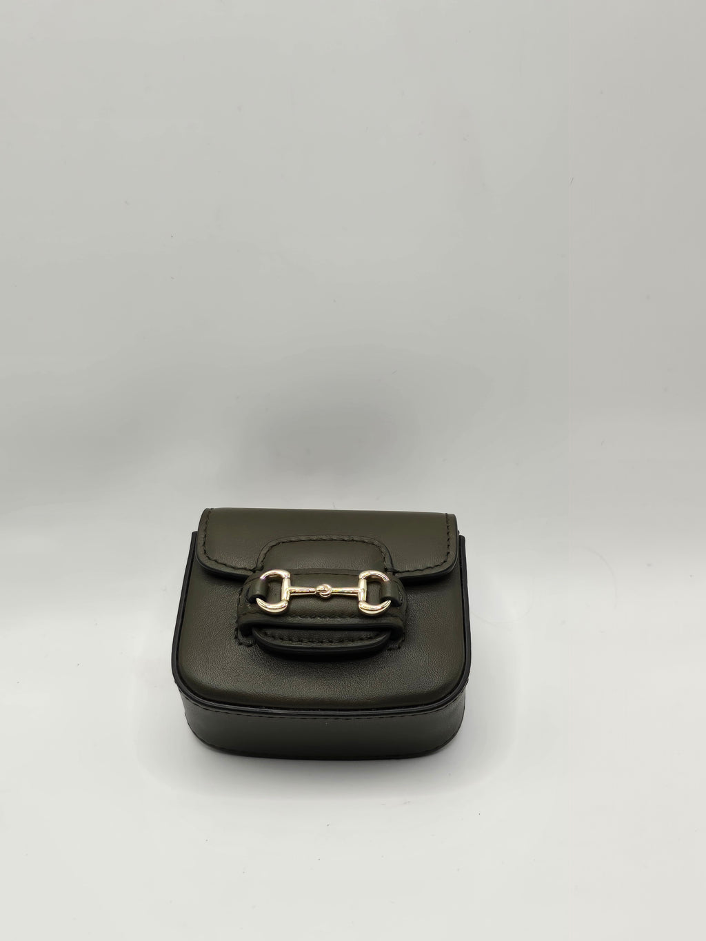 New Gucci Olive Green Leather Horsebit bag charm airpods case