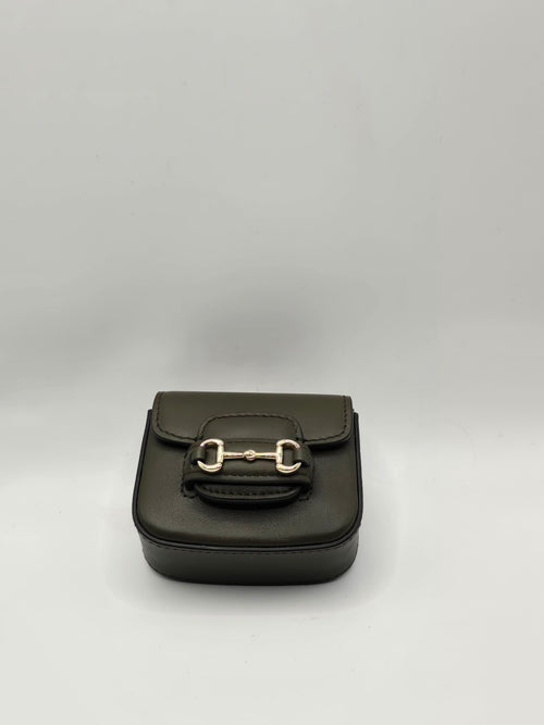 New Gucci Olive Green Leather Horsebit bag charm airpods case