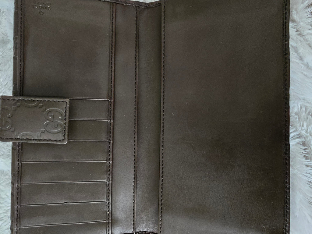 Gucci Chocolate Brown Leather Long Wallet