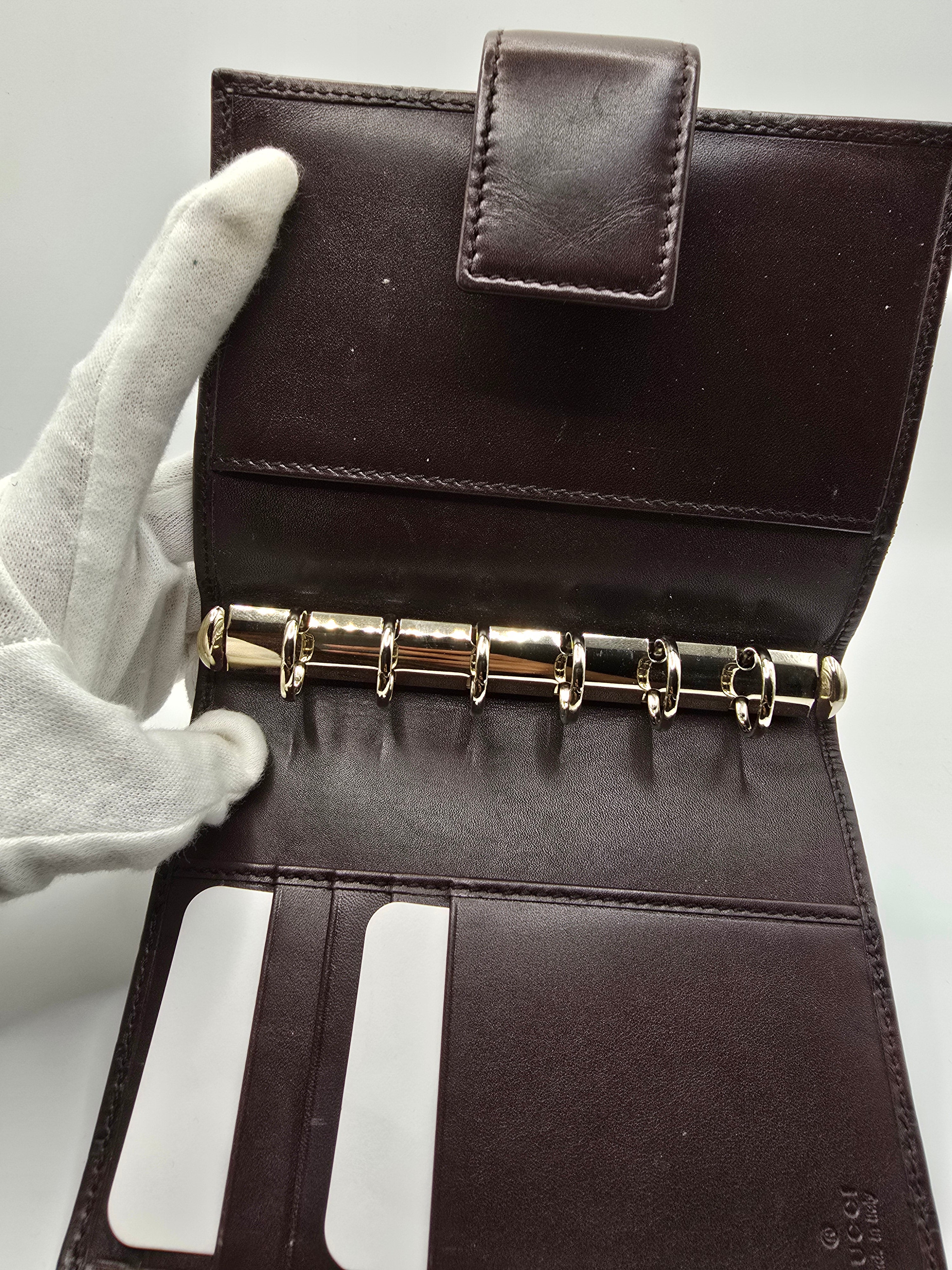 Gucci Chocolate Brown Leather GG Guccissima agenda notebook