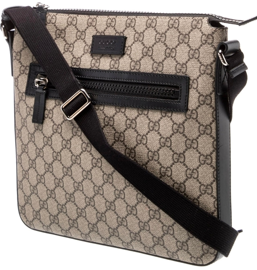 Gucci supreme gg thin messenger crossbody with black trim